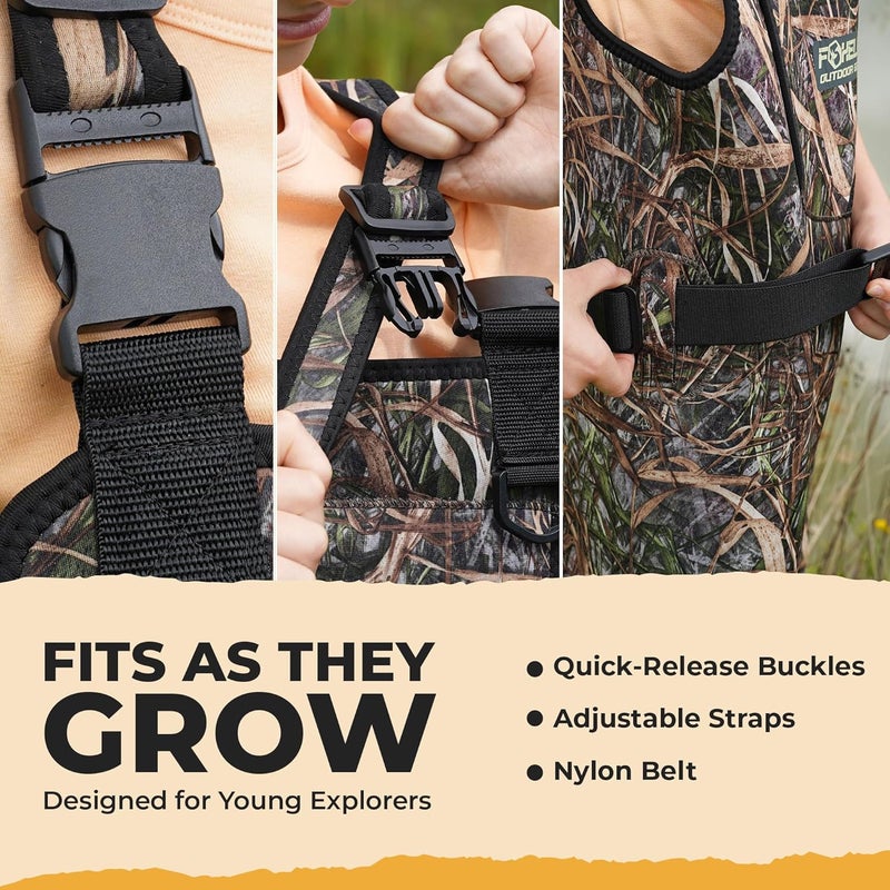 Foxelli Kids Chest Waders – 4mm Neoprene Waterproof Youth Waders with Boots for Duck Hunting and Fishing - Image 5